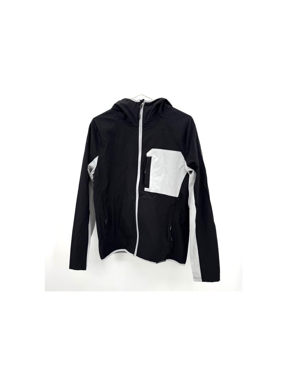 BE BOUNDLESS Colorblock Hooded Black Stretch Jacket Coat Mens Small NWT